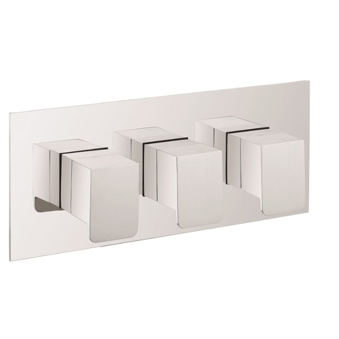 Product Cut out image of the Crosswater Zero 3 Landscape 2 Outlet 3 Handle Thermostatic Shower Valve